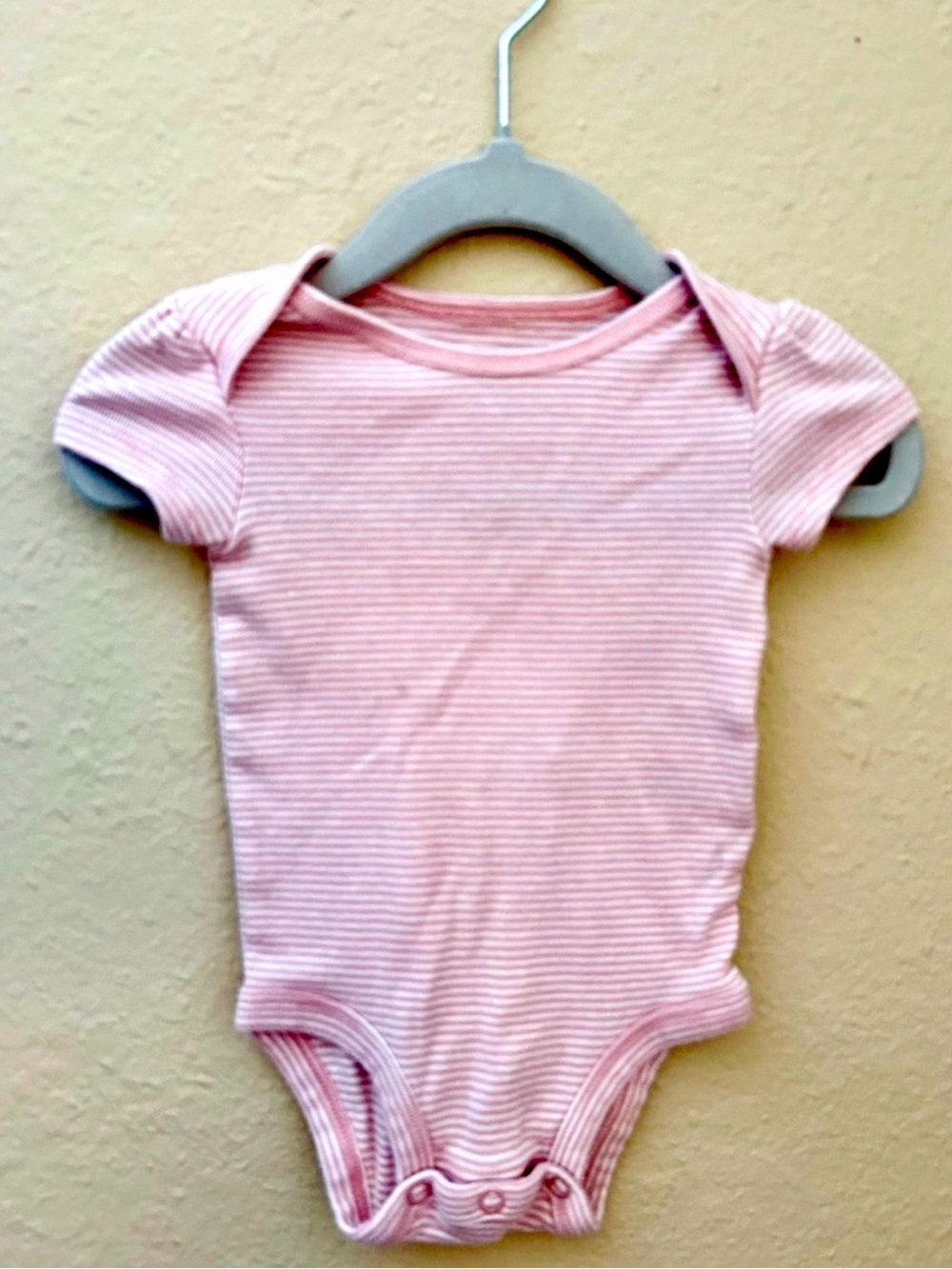 Carter's Pink and White Striped Short-Sleeve One-Piece Bodysuit